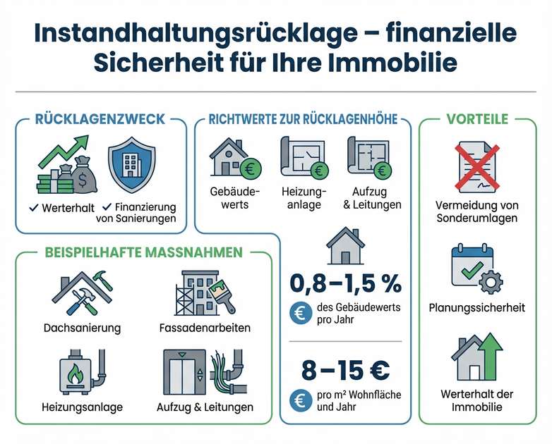 Infografik zur Instandhaltungsrücklage einer Wohnungseigentümergemeinschaft